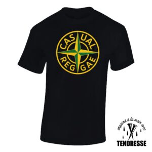 T-shirt noir avec le logo casual reggae façon Stone Island.